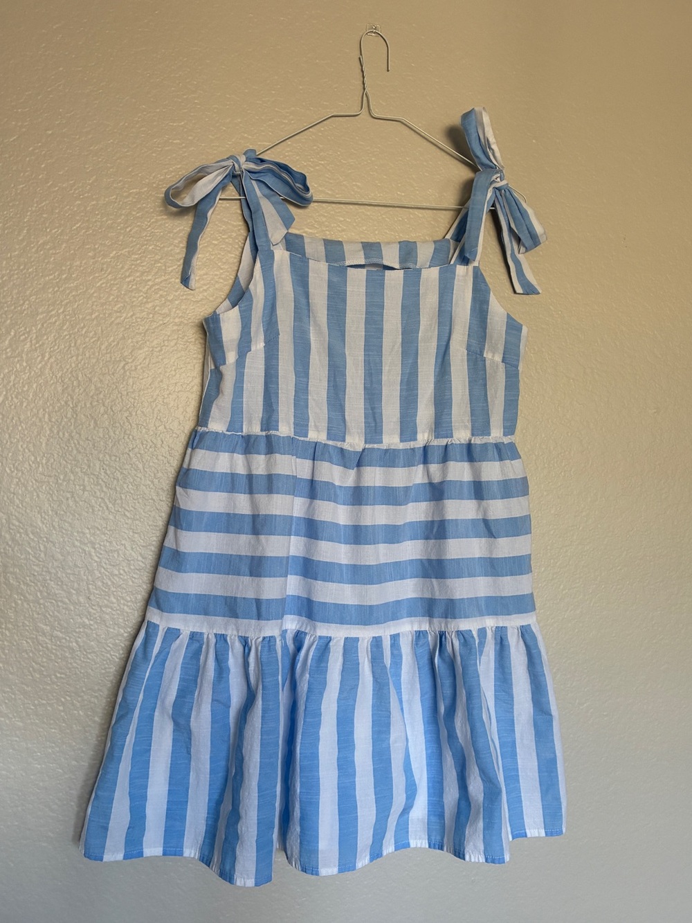 CUPSHE Blue and White Striped Tie-Shoulder Sundress Cotten Blend Beach Y2K Surf